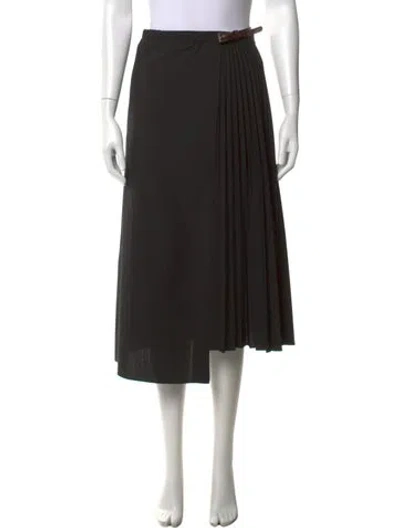 Pre-owned Tibi Pleated Accents Midi Length Skirt In Black