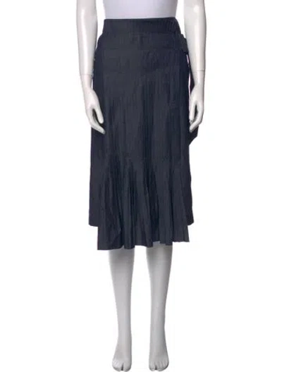 Pre-owned Tibi Pleated Accents Midi Length Skirt In Blue