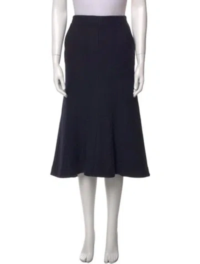 Pre-owned Tibi Pleated Accents Midi Length Skirt In Blue