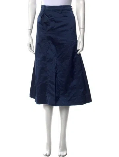 Pre-owned Tibi Pleated Accents Midi Length Skirt In Blue