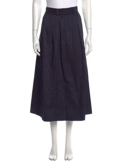 Pre-owned Tibi Pleated Accents Midi Length Skirt In Blue