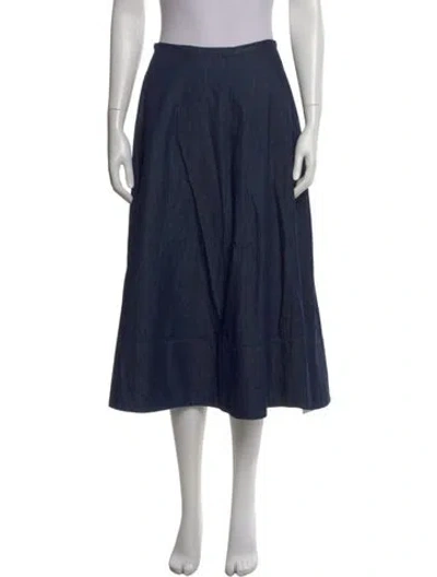Pre-owned Tibi Pleated Accents Midi Length Skirt In Blue