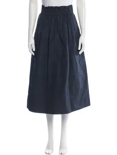Pre-owned Tibi Pleated Accents Midi Length Skirt In Blue