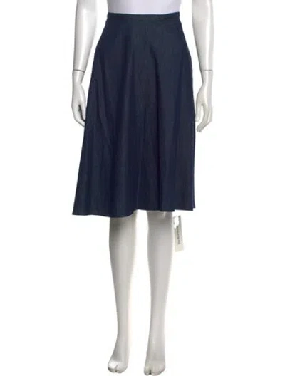 Pre-owned Tibi Pleated Accents Midi Length Skirt In Blue