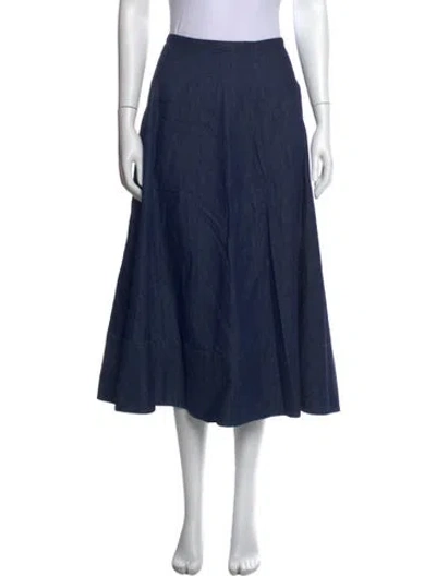 Pre-owned Tibi Pleated Accents Midi Length Skirt In Blue
