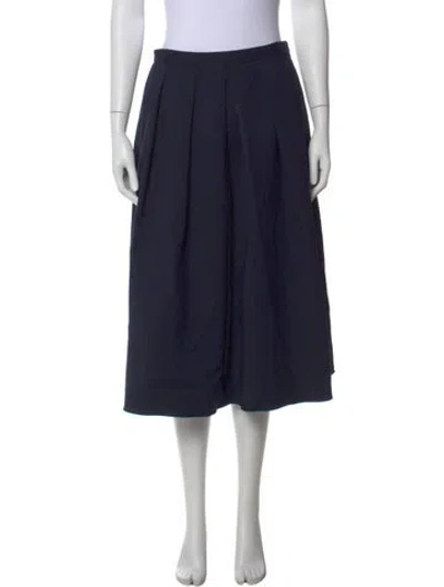 Pre-owned Tibi Pleated Accents Midi Length Skirt In Blue