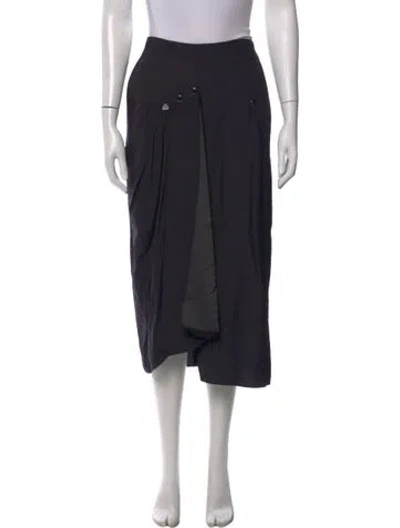 Pre-owned Tibi Pleated Accents Midi Length Skirt In Blue