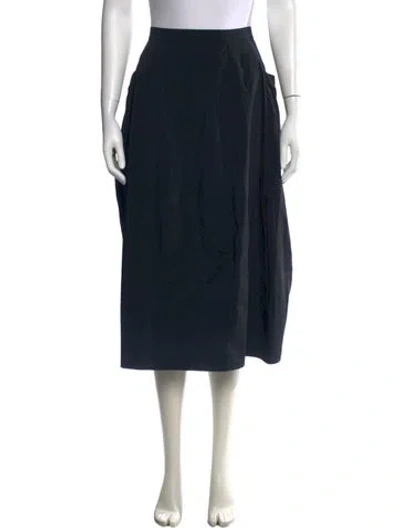 Pre-owned Tibi Pleated Accents Midi Length Skirt In Blue