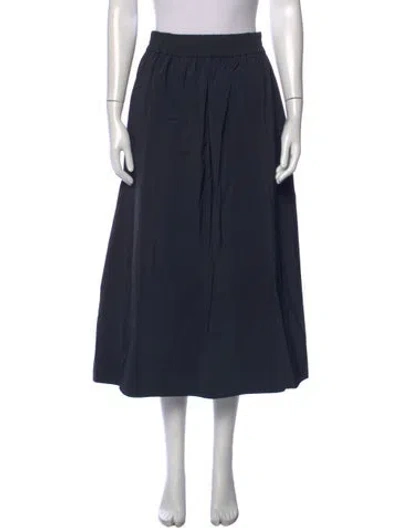 Pre-owned Tibi Pleated Accents Midi Length Skirt In Blue
