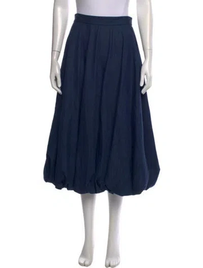 Pre-owned Tibi Pleated Accents Midi Length Skirt In Blue