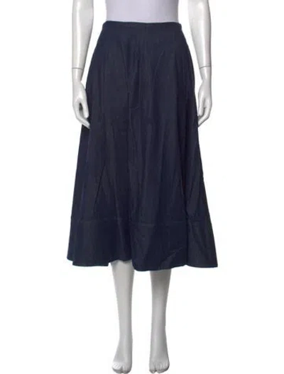 Pre-owned Tibi Pleated Accents Midi Length Skirt In Blue