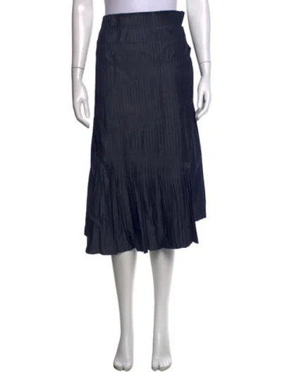 Pre-owned Tibi Pleated Accents Midi Length Skirt In Blue