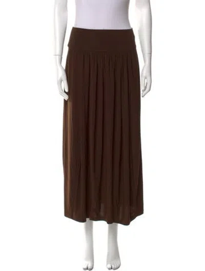 Pre-owned Tibi Pleated Accents Midi Length Skirt In Brown