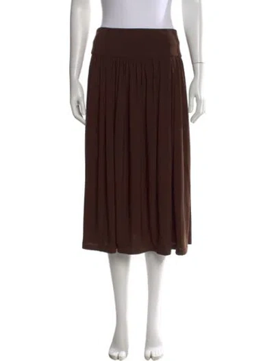 Pre-owned Tibi Pleated Accents Midi Length Skirt In Brown