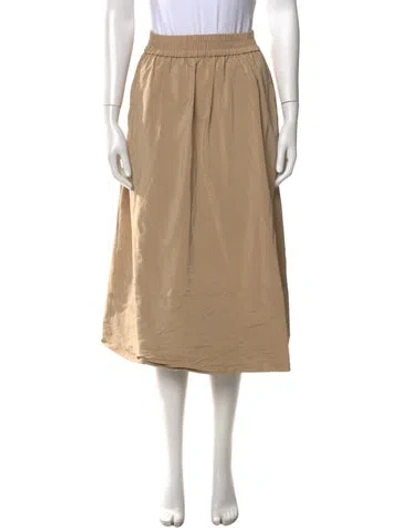Pre-owned Tibi Pleated Accents Midi Length Skirt In Brown