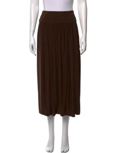 Pre-owned Tibi Pleated Accents Midi Length Skirt In Brown