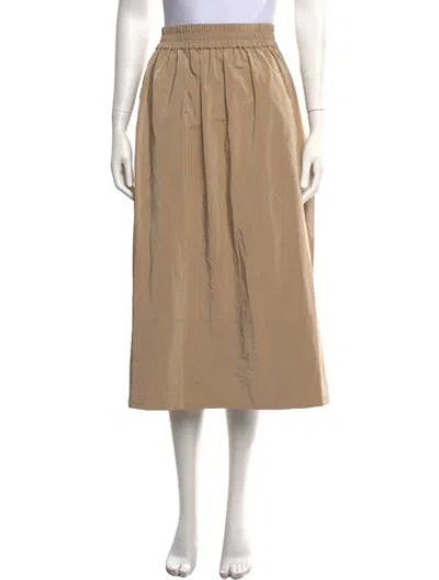 Pre-owned Tibi Pleated Accents Midi Length Skirt In Brown/neutrals