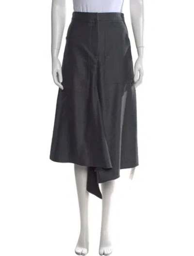 Pre-owned Tibi Pleated Accents Midi Length Skirt In Gray
