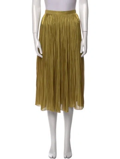 Pre-owned Tibi Pleated Accents Midi Length Skirt In Green
