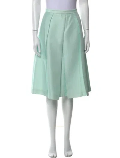 Pre-owned Tibi Pleated Accents Midi Length Skirt In Green