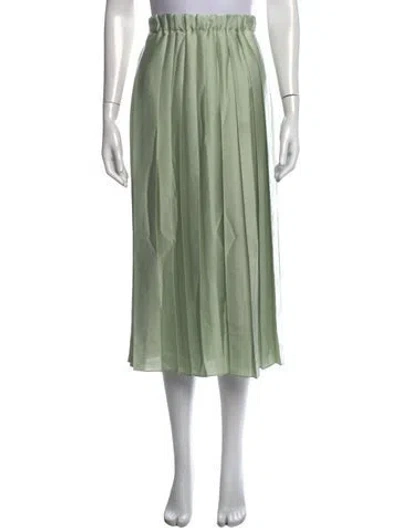 Pre-owned Tibi Pleated Accents Midi Length Skirt In Green