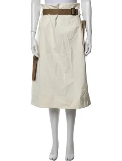 Pre-owned Tibi Pleated Accents Midi Length Skirt In Neutrals