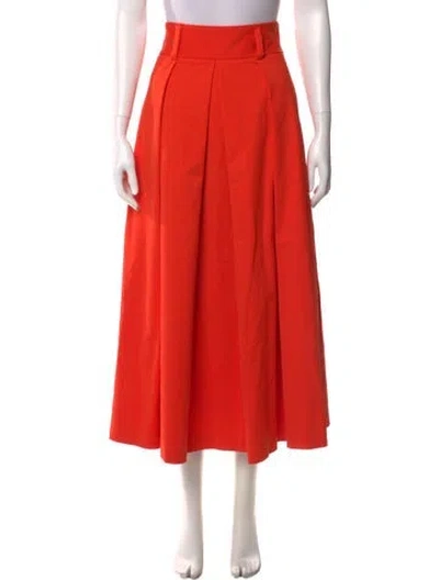 Pre-owned Tibi Pleated Accents Midi Length Skirt In Orange
