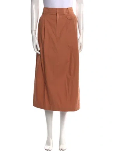 Pre-owned Tibi Pleated Accents Midi Length Skirt In Orange