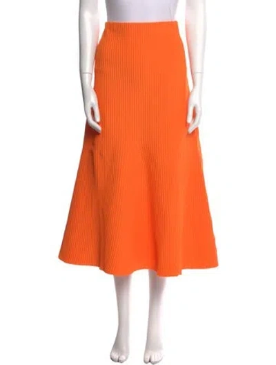 Pre-owned Tibi Pleated Accents Midi Length Skirt In Orange