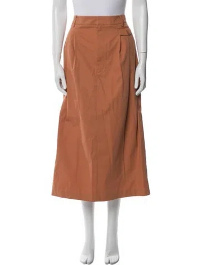 Pre-owned Tibi Pleated Accents Midi Length Skirt In Orange