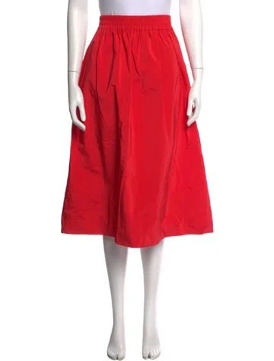Pre-owned Tibi Pleated Accents Midi Length Skirt In Orange