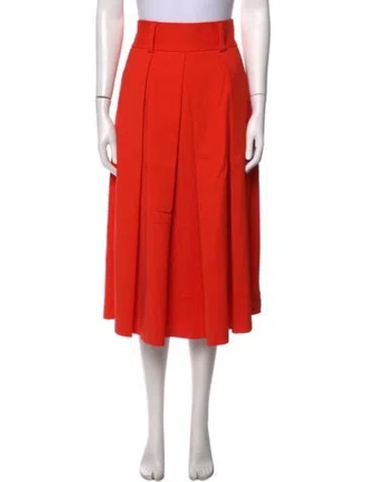 Pre-owned Tibi Pleated Accents Midi Length Skirt In Orange