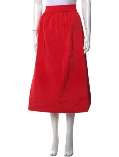 Pre-owned Tibi Pleated Accents Midi Length Skirt In Orange