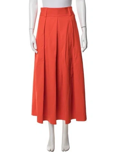 Pre-owned Tibi Pleated Accents Midi Length Skirt In Orange
