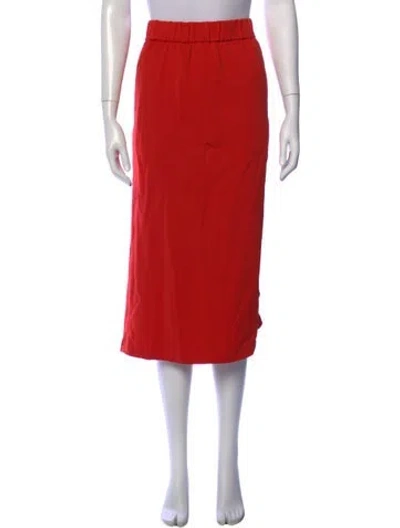 Pre-owned Tibi Pleated Accents Midi Length Skirt In Red