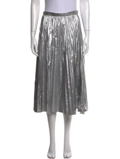 Pre-owned Tibi Pleated Accents Midi Length Skirt In Silver