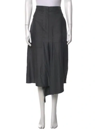 Pre-owned Tibi Pleated Accents Midi Length Skirt W/ Tags In Grey
