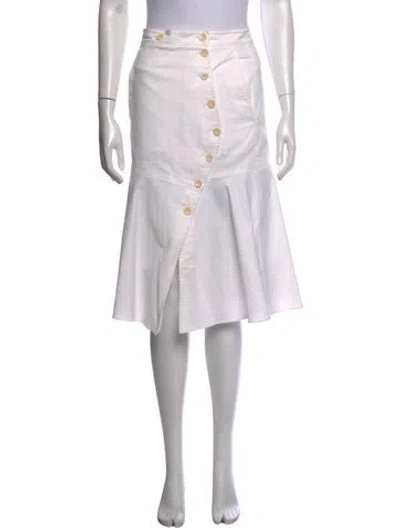 Pre-owned Tibi Pleated Accents Midi Length Skirt In White