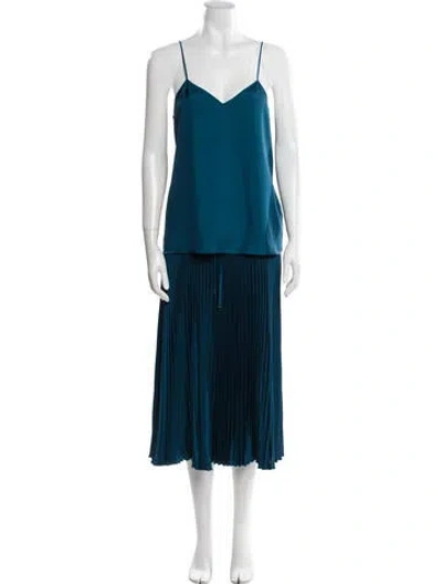 Pre-owned Tibi Pleated Accents Skirt Set In Blue