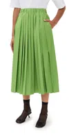 Tibi Pleated Pull-on Skirt Lime In Lime
