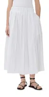 Tibi Pleated Pull-on Skirt White
