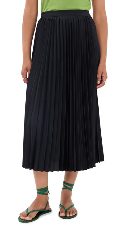 Tibi Pleated Sunray Skirt Navy In Blue