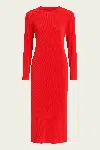 Tibi Plissé Midi Dress In Red In Red