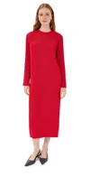 Tibi Plisse Midi Dress Red In Red
