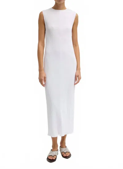 Tibi Plisse Sleeveless Bias Dress In White