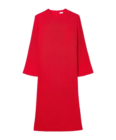Tibi Plissé-crepe Midi Dress In Red