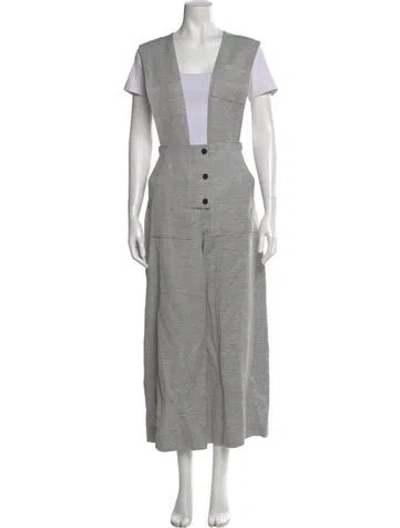 Pre-owned Tibi Plunge Neckline Jumpsuit In Gray