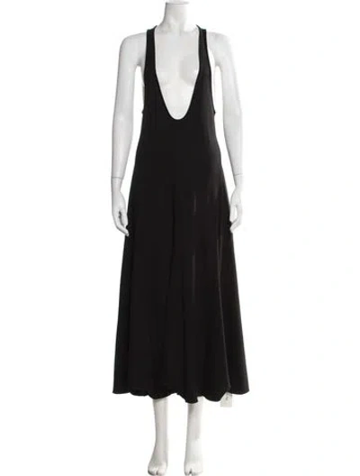 Pre-owned Tibi Plunge Neckline Long Dress In Black
