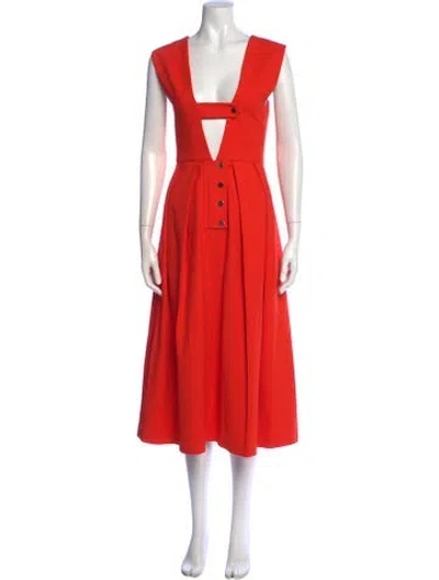 Pre-owned Tibi Plunge Neckline Midi Length Dress In Orange