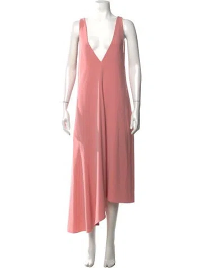 Pre-owned Tibi Plunge Neckline Midi Length Dress In Pink